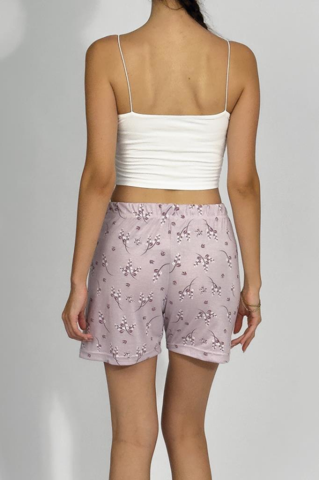 Kadın Dört Mevsim Poliviskon Kurdeleli Şort LİLA - M