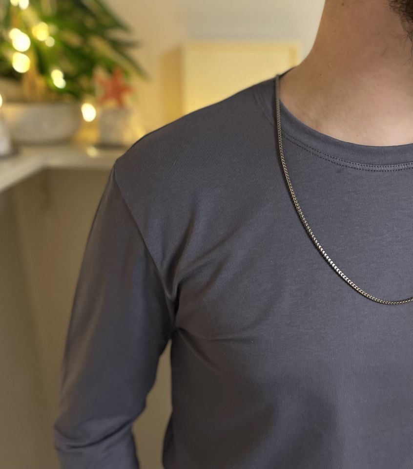 Betimoda Erkek Slim Fit Dar Kesim Bisiklet Yaka Uzun Kol Pamuklu Tişört GRİ - XXL
