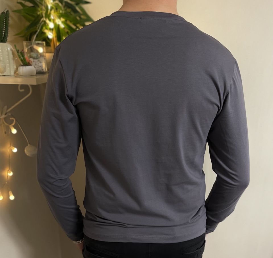 Betimoda Erkek Slim Fit Dar Kesim Bisiklet Yaka Uzun Kol Pamuklu Tişört GRİ - XXL