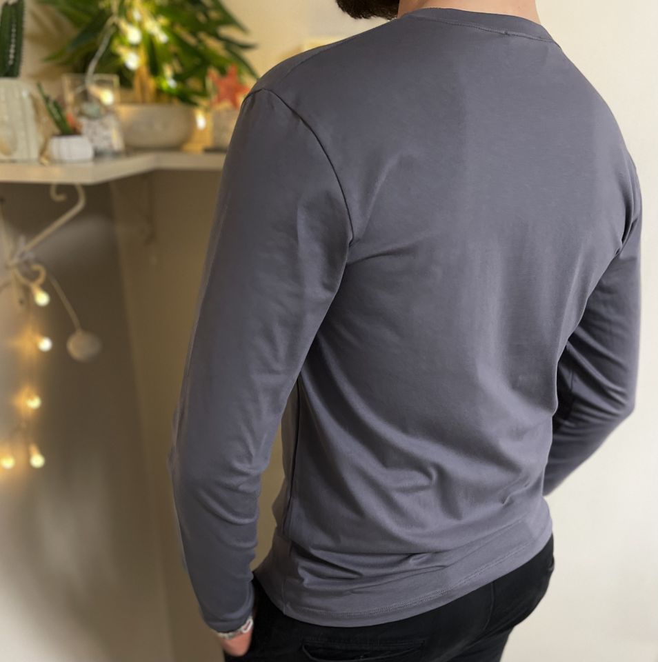 Betimoda Erkek Slim Fit Dar Kesim Bisiklet Yaka Uzun Kol Pamuklu Tişört GRİ - XXL