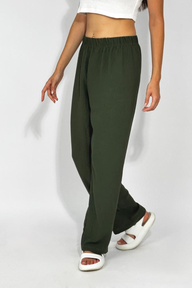 Kadın Beli Lastikli Ayrobin Eşofman Pantolon HAKİ - XL