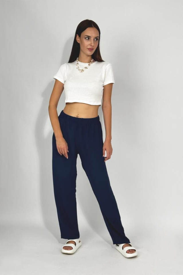 Kadın Beli Lastikli Ayrobin Eşofman Pantolon LACİVERT - M