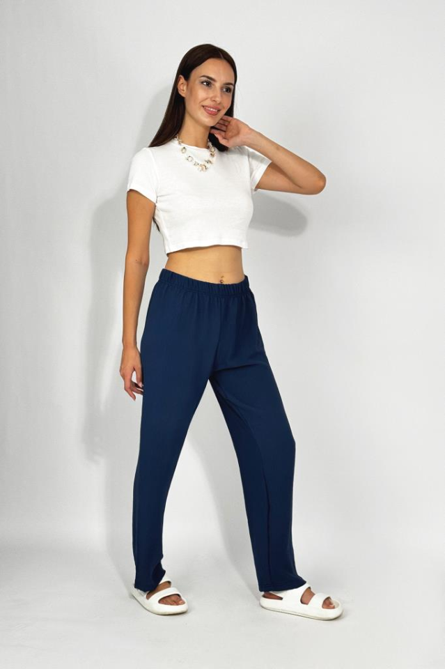 Kadın Beli Lastikli Ayrobin Eşofman Pantolon LACİVERT - M