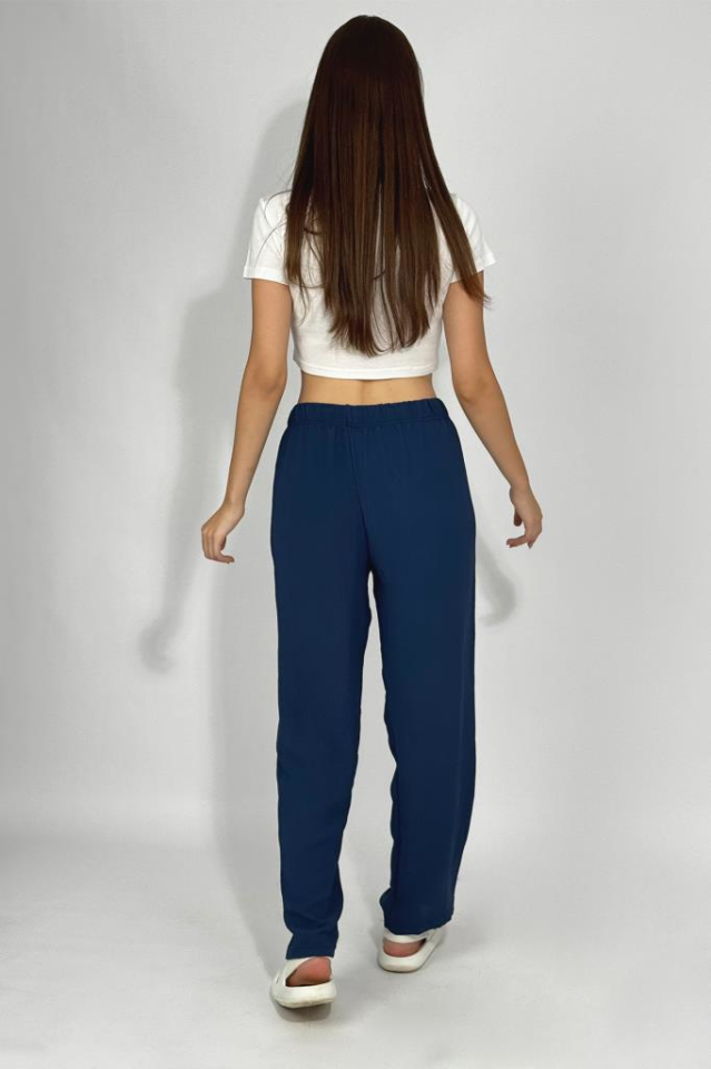 Kadın Beli Lastikli Ayrobin Eşofman Pantolon LACİVERT - M