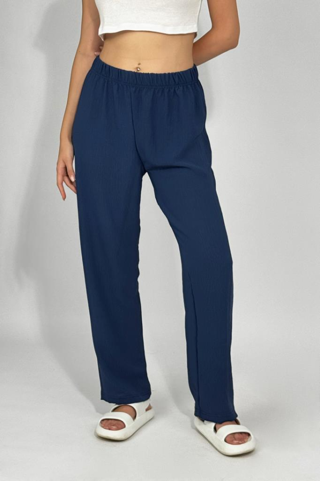 Kadın Beli Lastikli Ayrobin Eşofman Pantolon LACİVERT - M