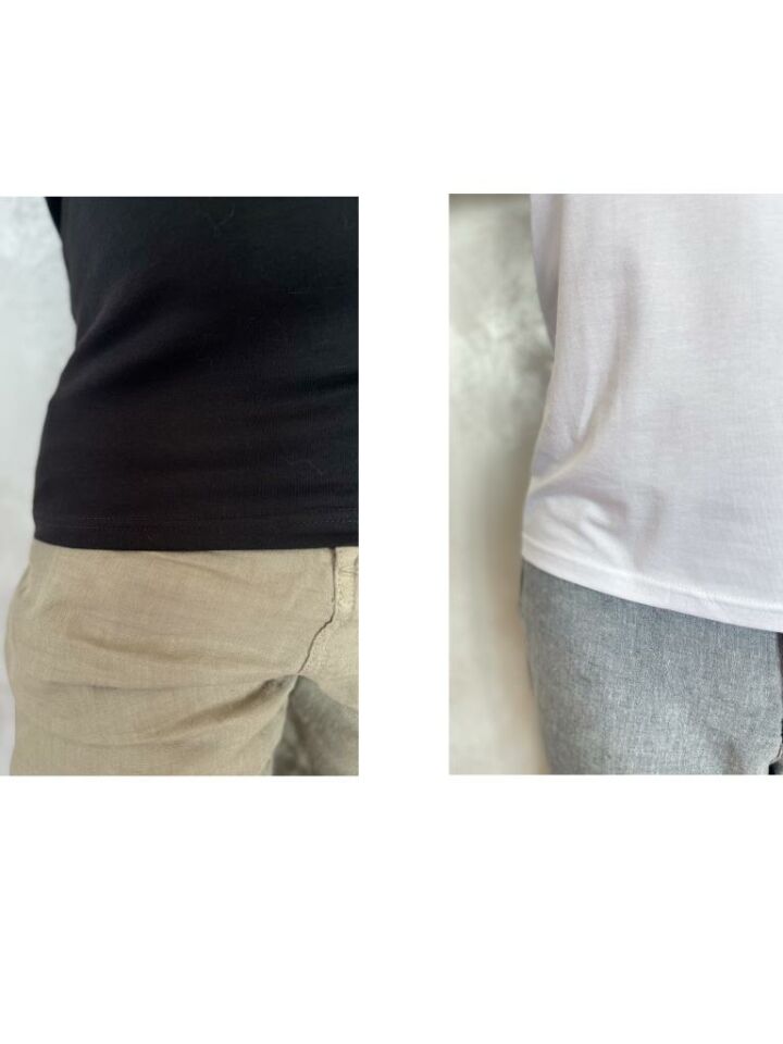 Erkek Elastan V Yaka Kısa(Yarım) Kol 2 Adet T-Shirt Siyah Beyaz - S
