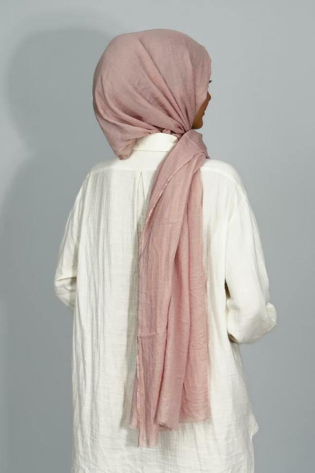 Aya İnce Pamuk Düz Renk Şal Pudra