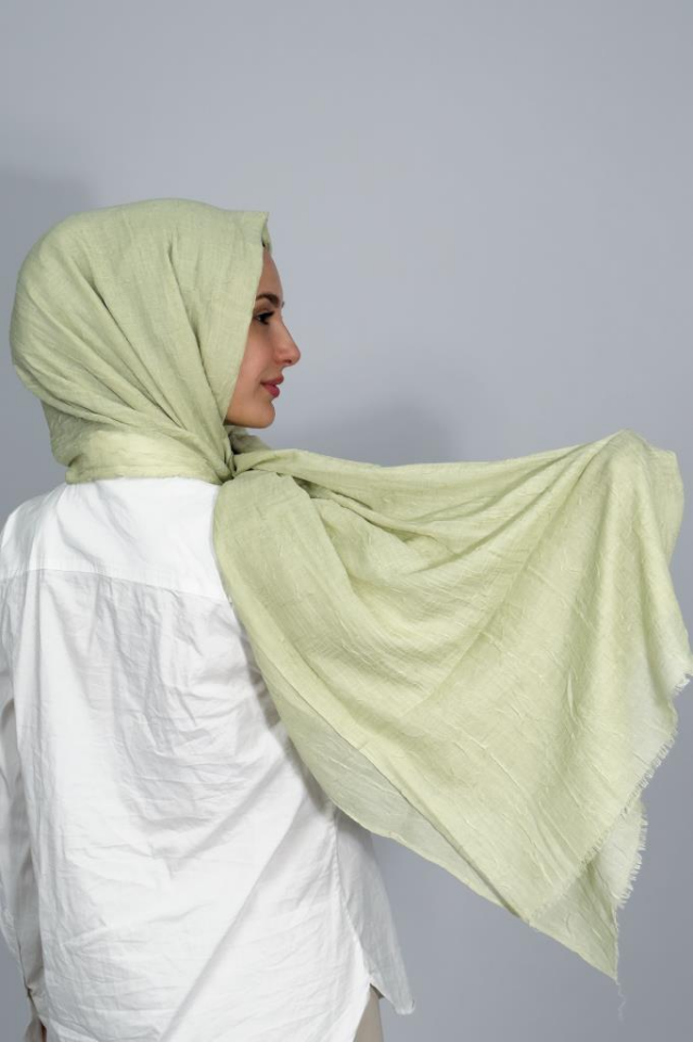 Bambu Kraş Düz Renk Şal Su Yeşili