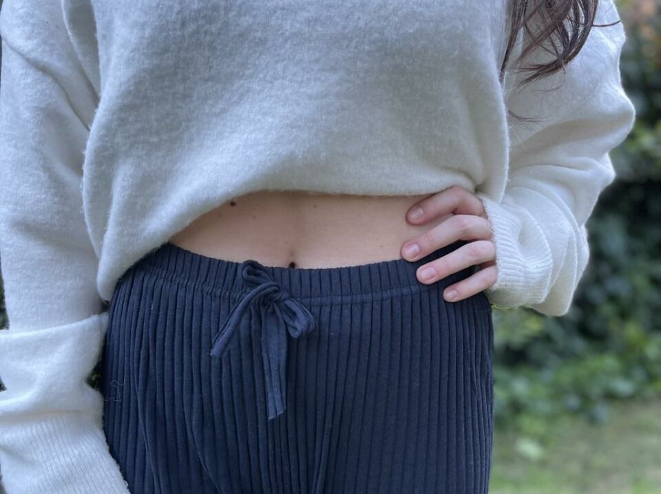 Kadın Fitilli Çizgili Penye Raporlu Pamuklu Pijama Altı Eşofman Ş.Lacivert - Tek Ebat