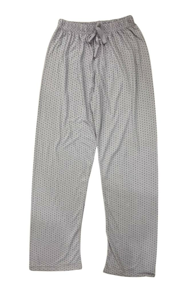 Kadın Dört Mevsim Poliviskon Kurdeleli Pijama Altı Lila Puantiye - XL