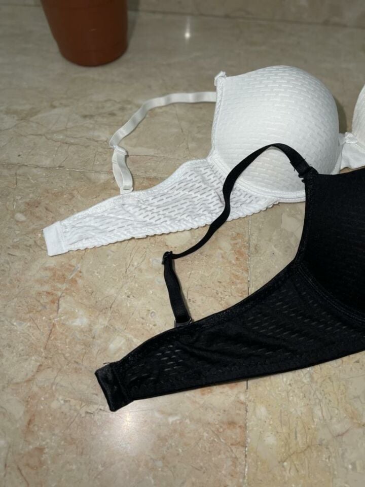2'li Ekonomik Paket Double Push Up Dolgulu Destekli Siyah Beyaz - 75