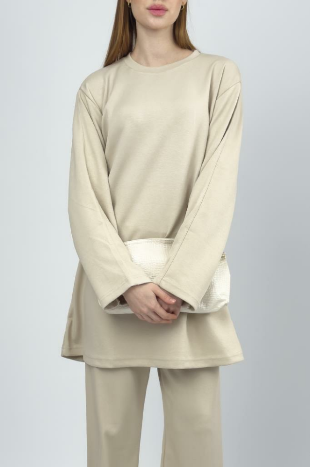 Kadın Modal Tencel Tunik Pantolon Takım BORDO - S/M