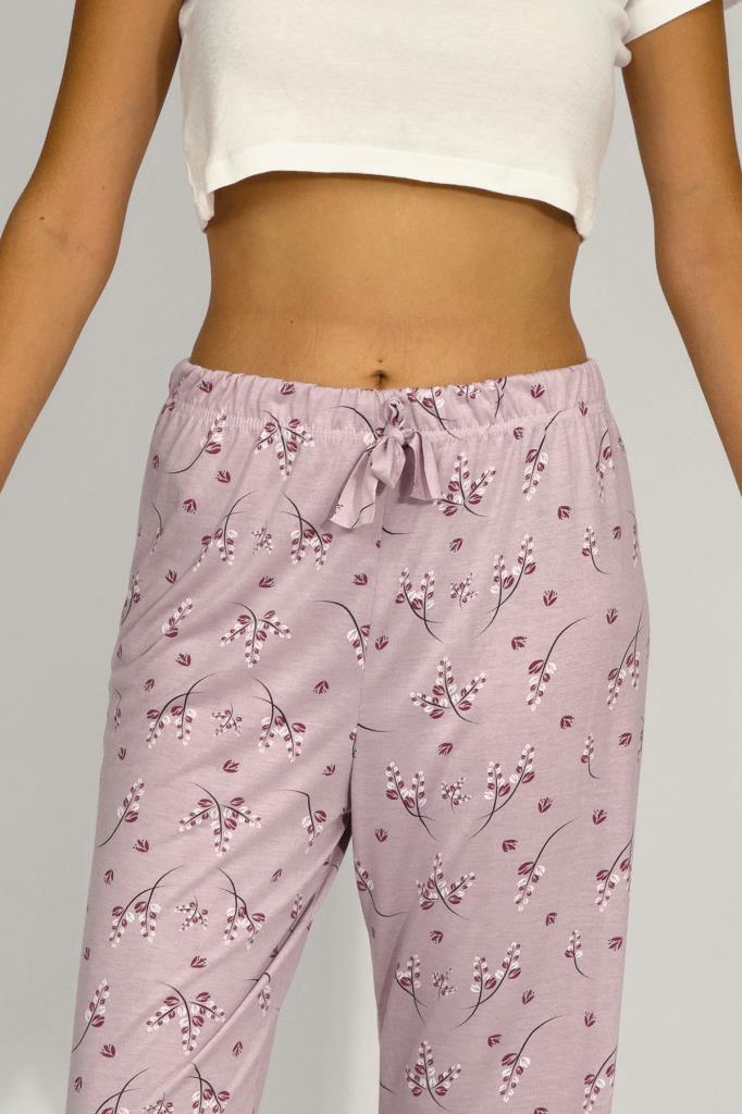 Kadın Dört Mevsim Poliviskon Kurdeleli Pijama Altı LİLA - 2XL