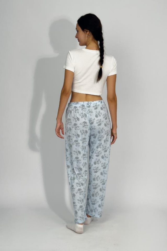 Kadın Dört Mevsim Poliviskon Kurdeleli Pijama Altı MAVİ - 3XL