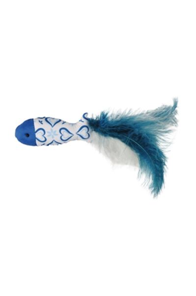 Mavi Tüylü Balık Kedi Oyuncağı