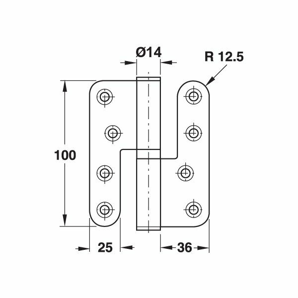 Hafele Yaprak menteşe p.çelik mat 201 100mm sağ