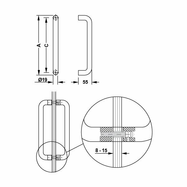 Hafele Çekme Kol Bodo İkili 244cm Paslanmaz Çelik