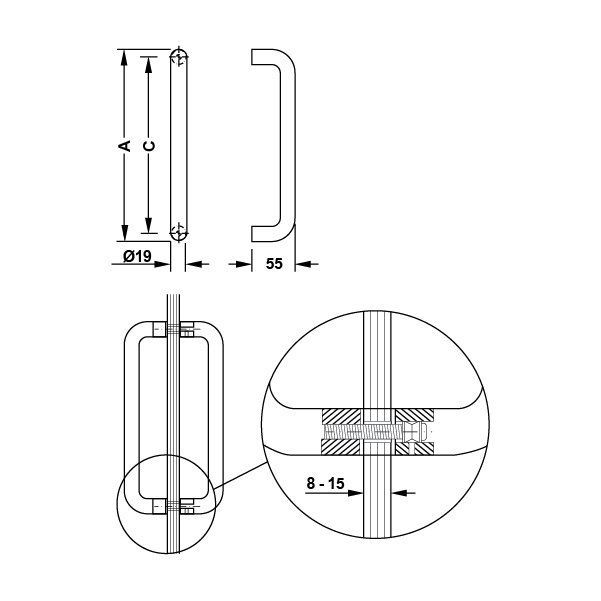 Hafele Çekme Kol Bodo İkili 319cm Paslanmaz Çelik