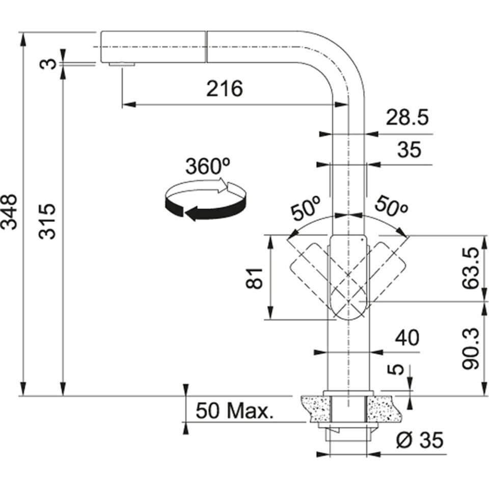 Franke Mythos Spiralli Industrial Siyah Armatür