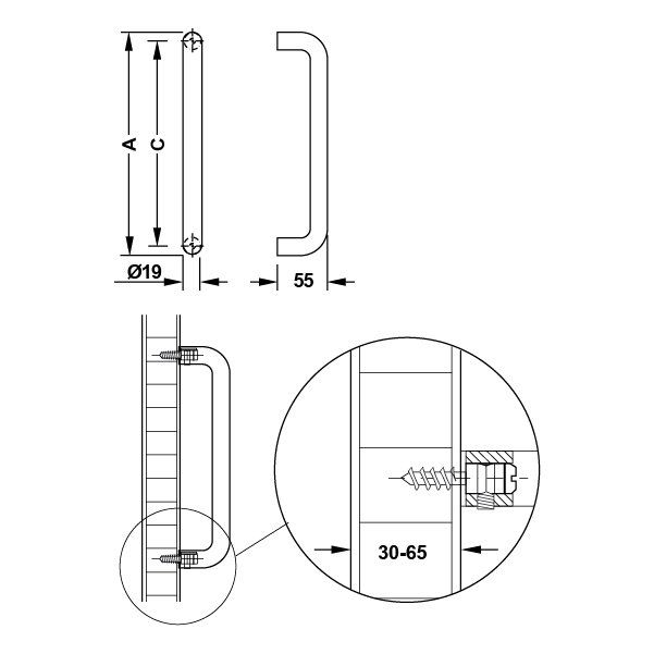 Hafele Çekme Kol Bodo 319cm Paslanmaz Çelik