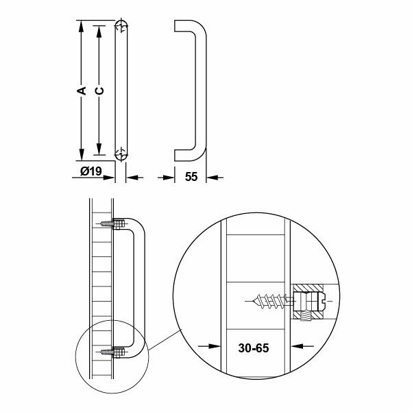 Hafele Çekme Kol Carlo 465cm Mat Paslanmaz Çelik