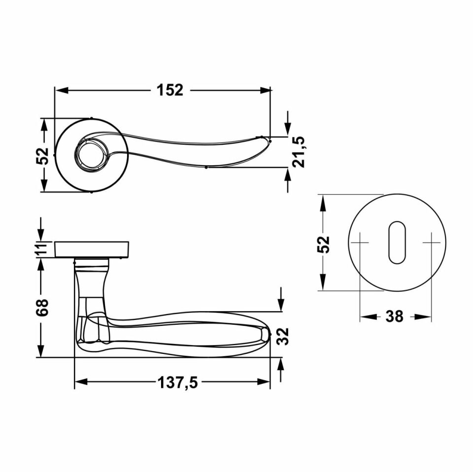 Hafele Kapı Kolu Seti Troy Oda Parlak Krom