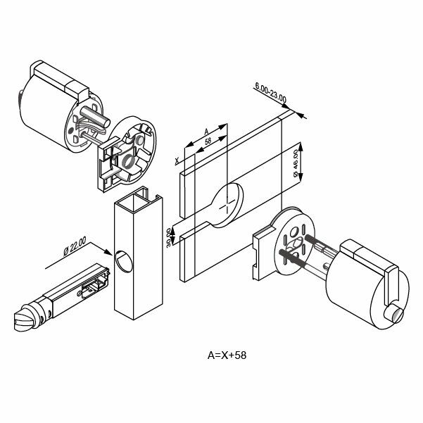 Hafele Alüminyum Çerçeveli Plastik Cam Kapı Adaptörü Gri Renk