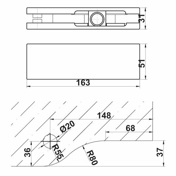 Hafele Pivot Menteşe B Üst Paslanmaz Çelik Mat Renk