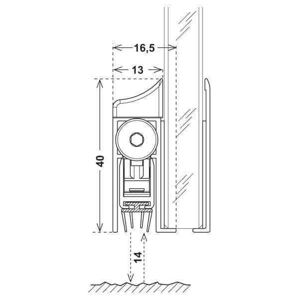 Hafele Kapı Altı Giyotin Zone Glass Filler 830mm Gömülerek Montaj