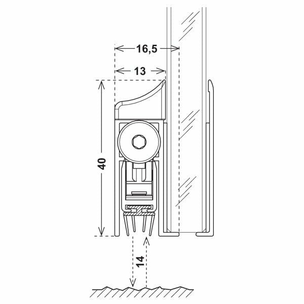 Hafele Kapı Altı Giyotin Zone Glass Filler 1130mm Gömülerek Montaj