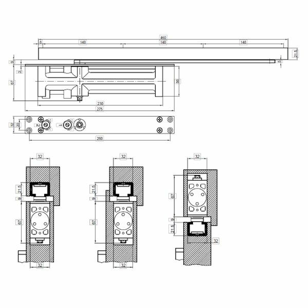 Hafele DC 302 Gizli Kapı Kapatıcı F EN-3, Parlak Pirinç Renk