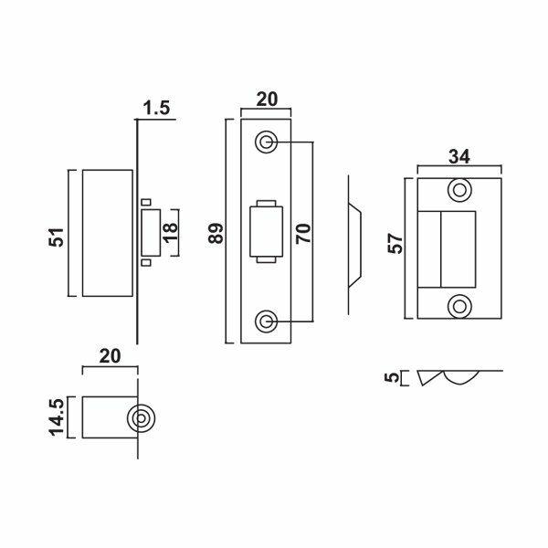 Hafele Pasaj Tipi Çarpma Kilit (Makaralı Kilit) 20mm, Mat P.Çelik Renk