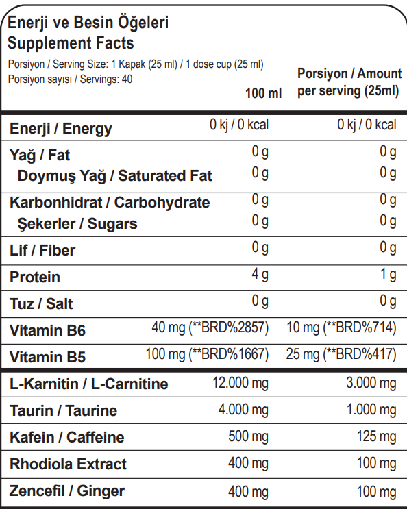 L-CARNITINE 3000MG (40 SERVİS)