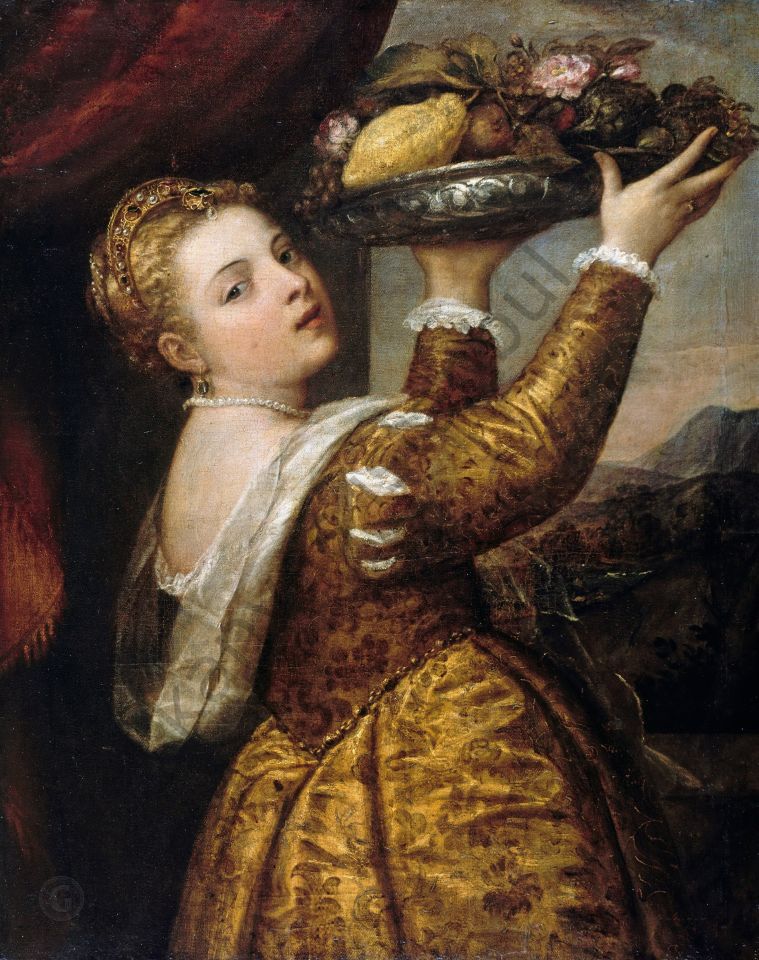 Girl with fruit bowl