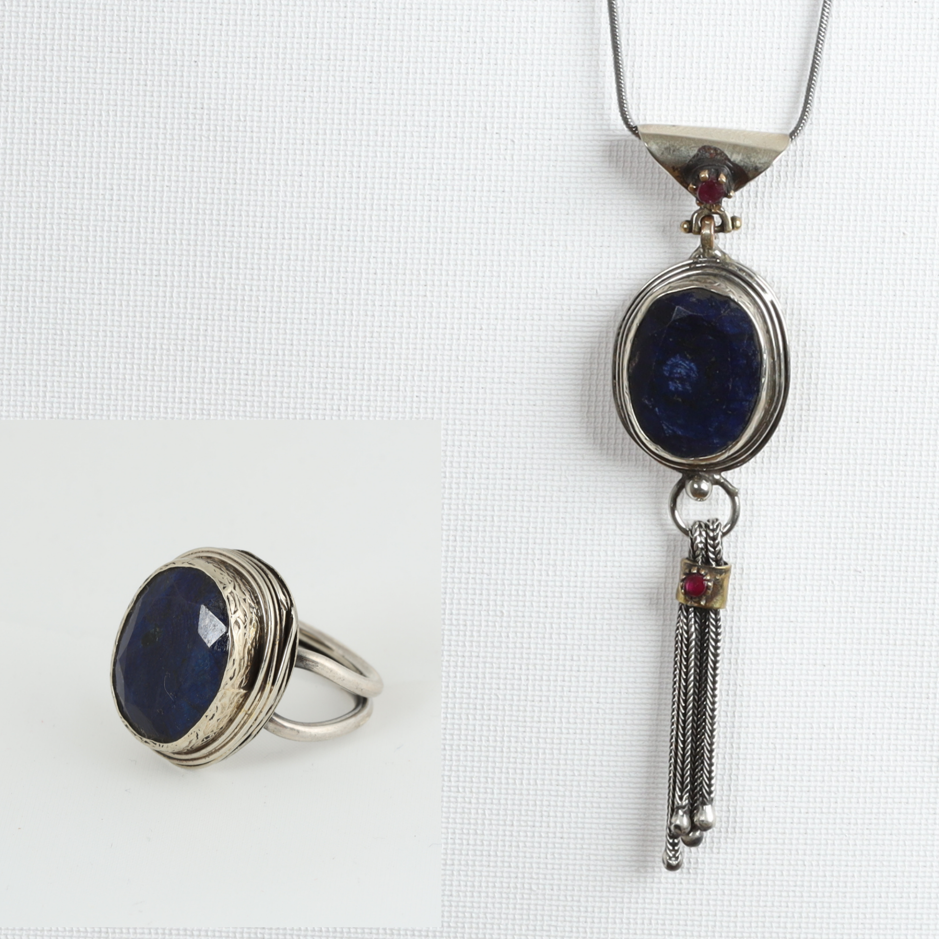 Safir Taşlı Gümüş Set