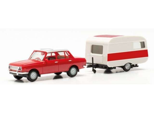 1/87 Wartburg 353`82 with Qek-Junior caravan, red/white