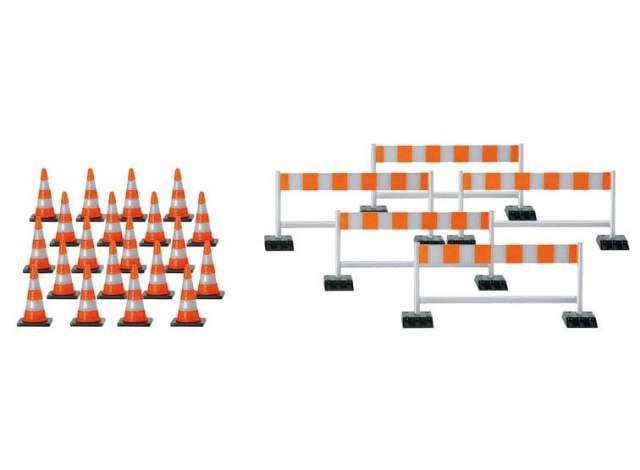 1/87 Pylons(20 pcs.) and barrier gates (5 pcs.) white/orange