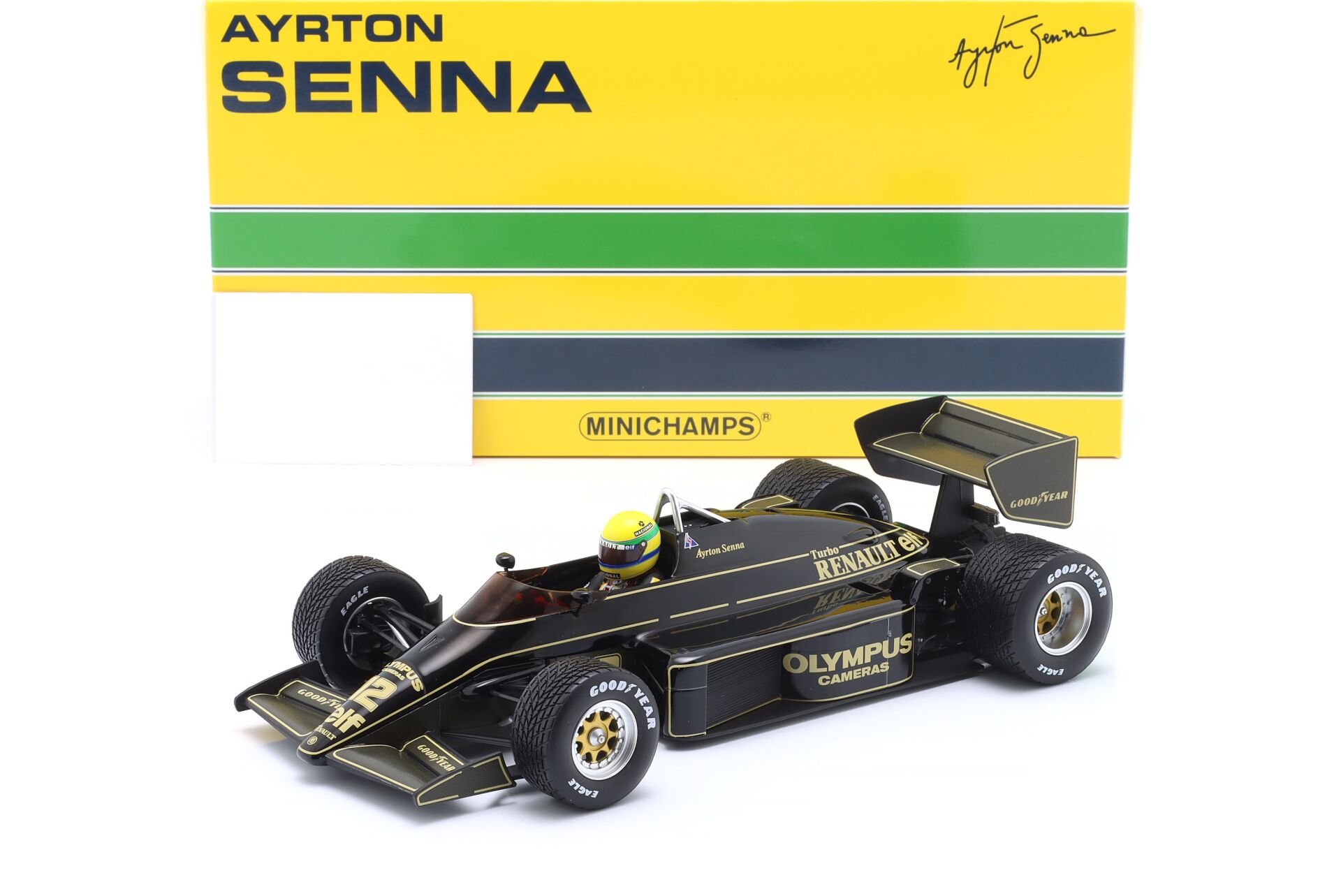MINICHAMPS - LOTUS - F1 97T RENAULT TURBO N 12 WINNER PORTUGAL GP WITH RAIN TIRES 1985 AYRTON SENNA