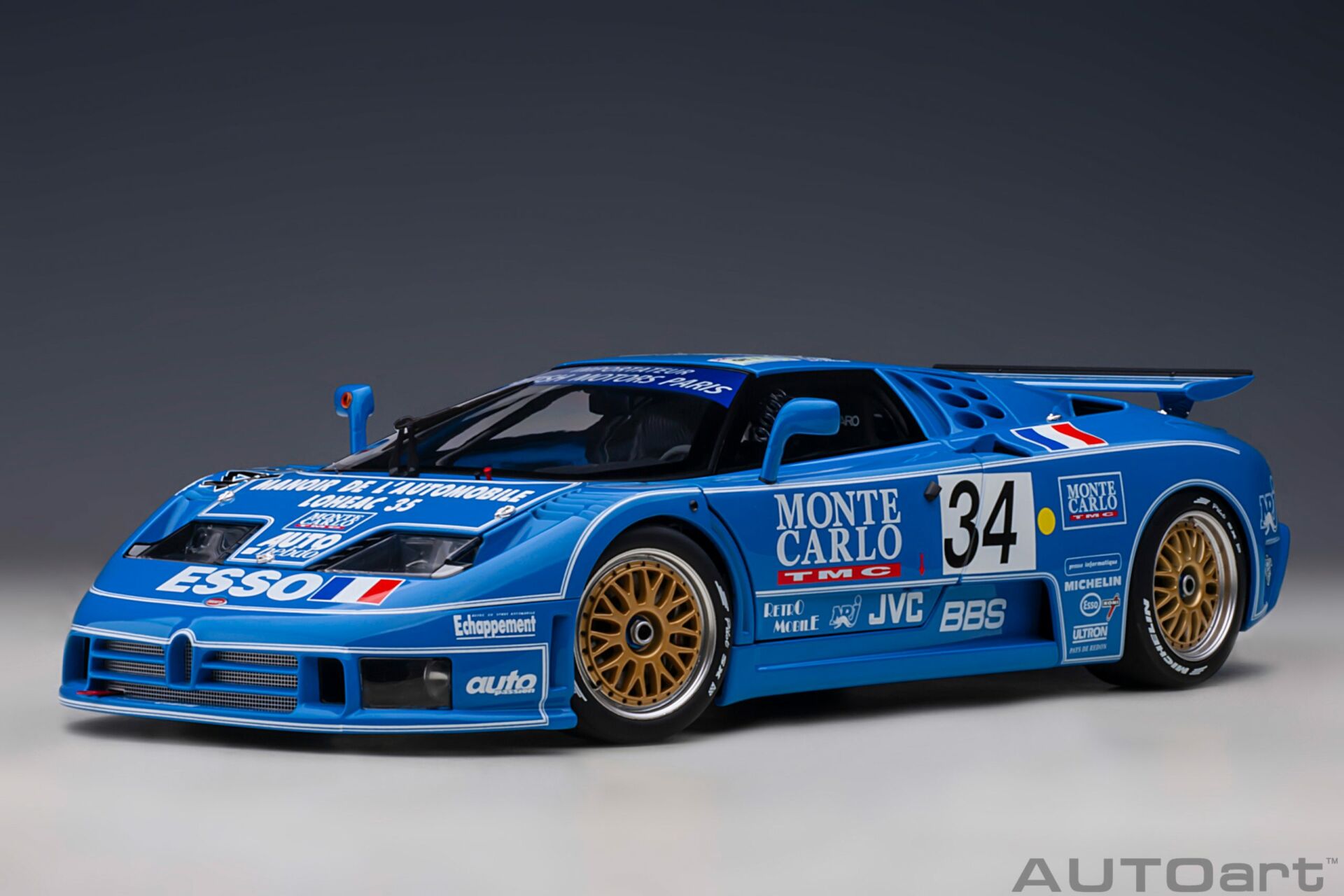 AUTOART - BUGATTI - EB110 3.5L TURBO V12 TEAM HOMMEL N 34 24h LE MANS 1994 A.CUDINI - E.HELARY - J.C.BOULLION
