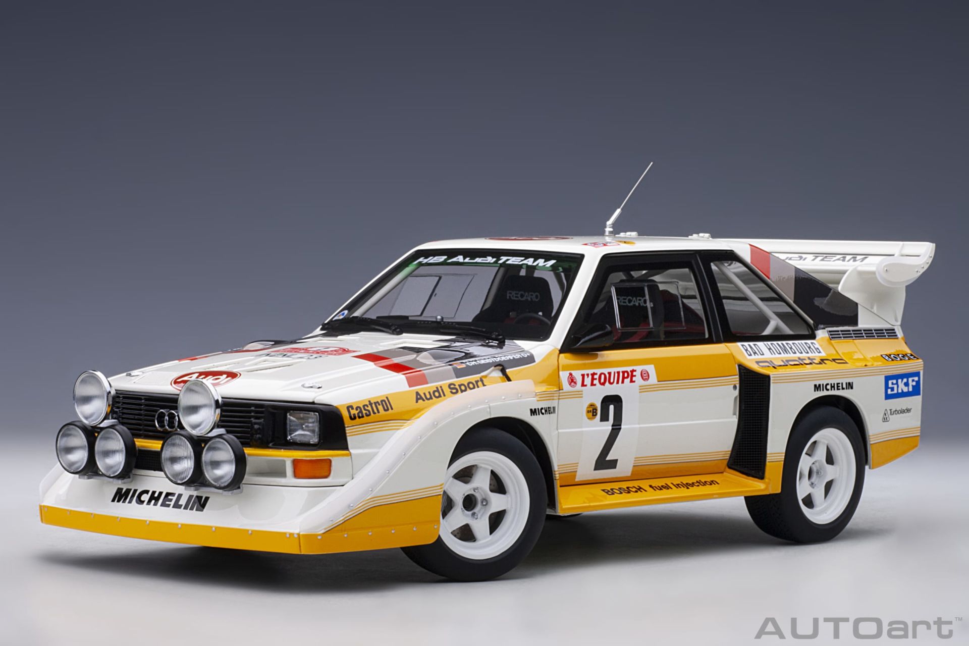 AUTOART - AUDI - QUATTRO SPORT S1 (night version) N 2 4th RALLY MONTECARLO 1986 W.ROHRL - C.GEISTDORFER