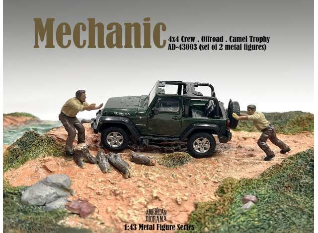 1/43 mechanic crew 4x4 camel trophy set of 2 metal figures #3