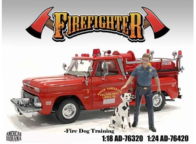 1/18 firefighters *fire dog training* figure & dog