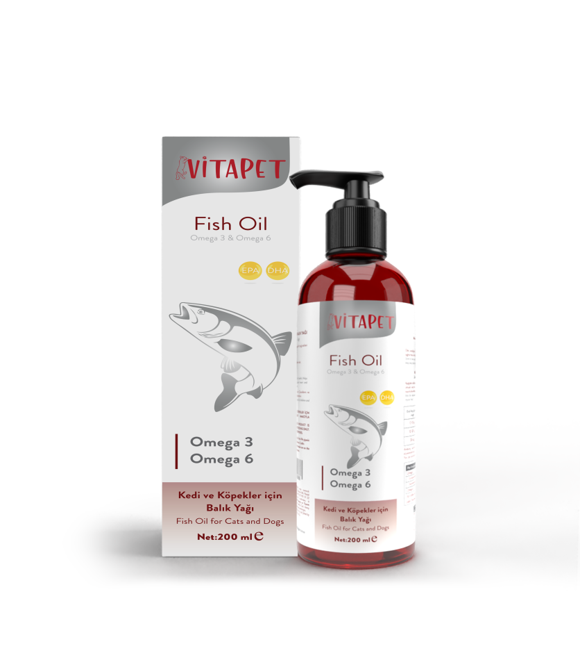 Vitapet Fish Oil 200 Ml (Kedi Ve Köpekler İçin Omega 3 Ve 6 İçerikli Balık Yağı)
