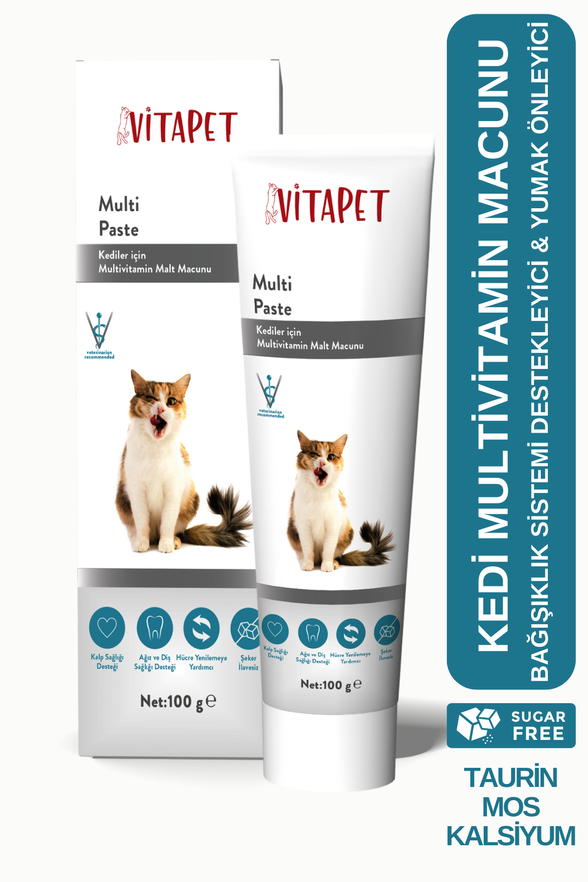 Vitapet Multi Paste 100g (Kedilerde Bağışıklık Sistemi Destekleyici Tüy Yumak Önleyici Multivitamin Macunu)