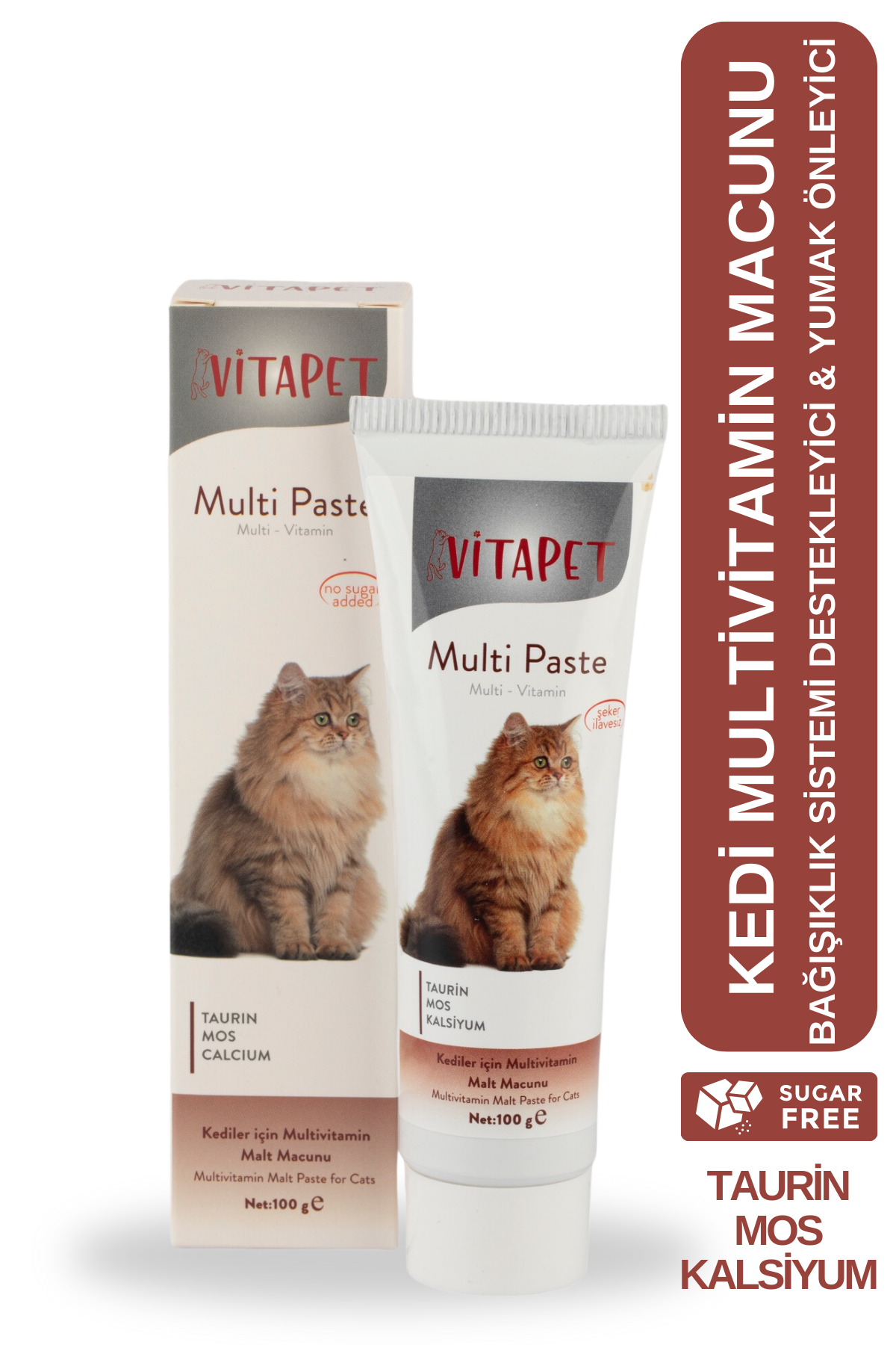 Vitapet Multi Paste 100g (Kedilerde Bağışıklık Sistemi Destekleyici Tüy Yumak Önleyici Multivitamin Macunu)
