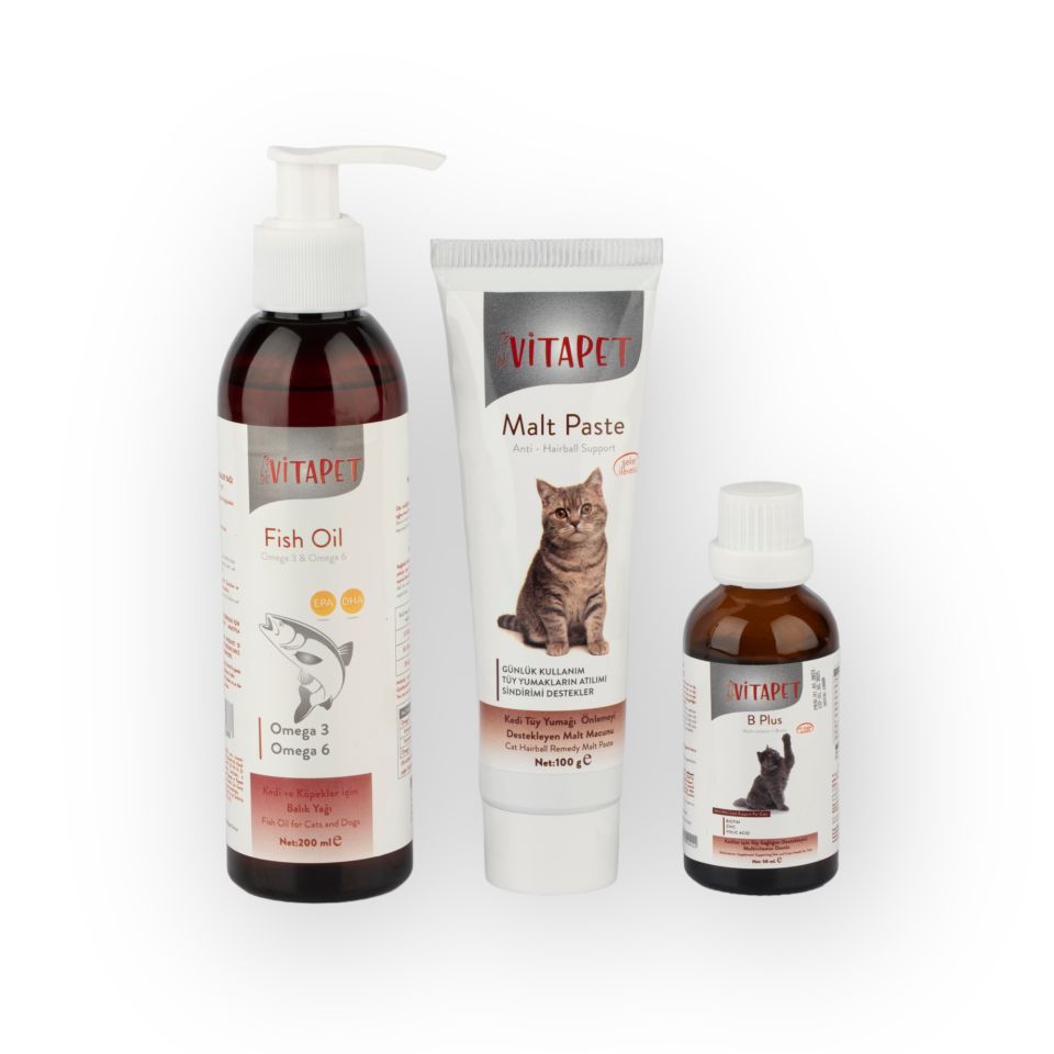 Vitapet 3'Lü Kedi Seti Fish Oil + Malt Paste + PlusB