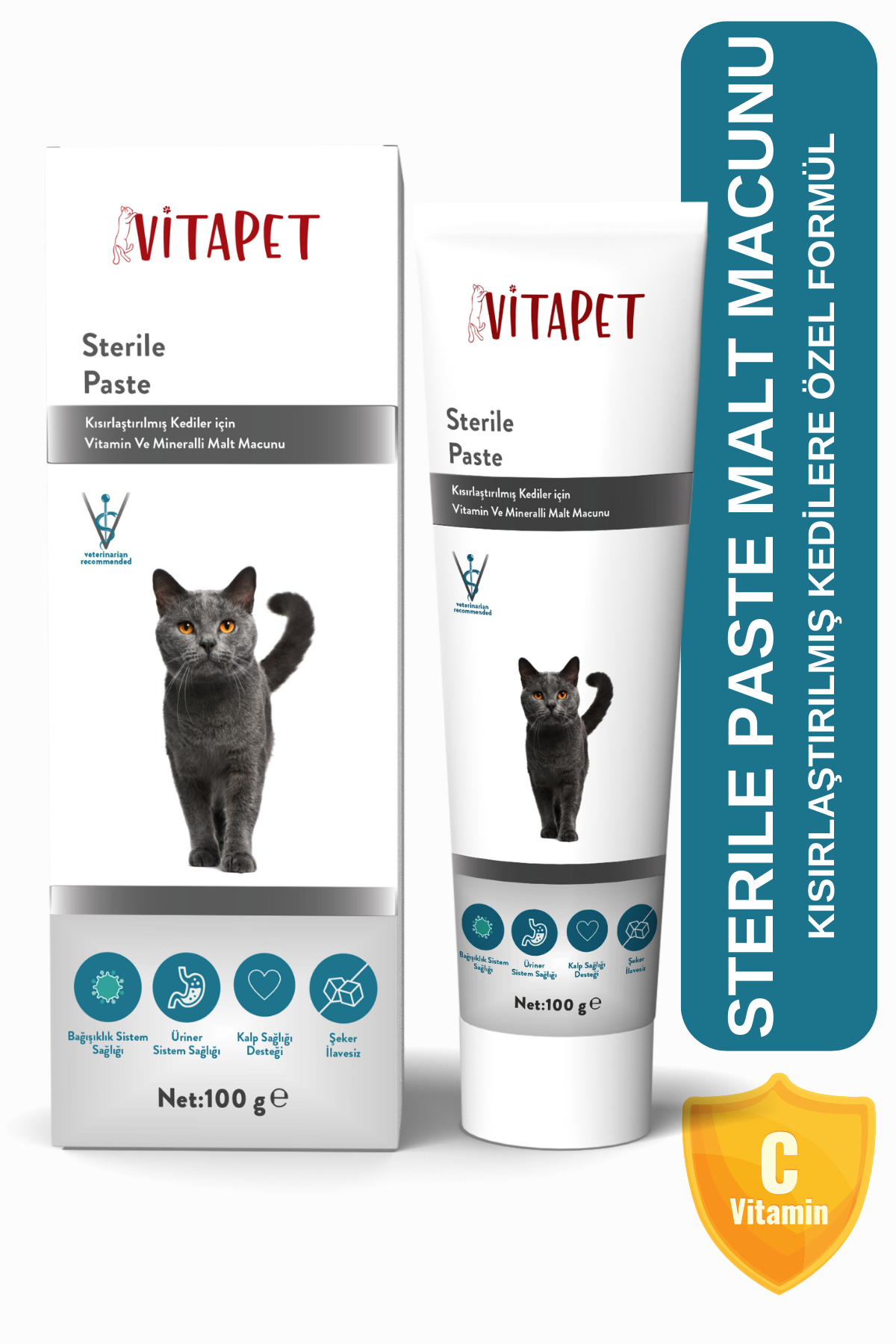 Vitapet Sterile Paste 100 Gr (Kısırlaştırılmış Kedilere Özel Multivitaminli Malt Macunu)