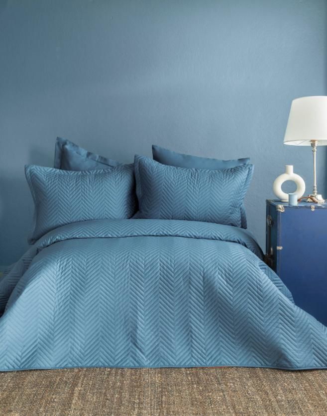 İssimo Home Simply Gökyüzü Mavi Yatak Örtüsü Set Çift Kişilik