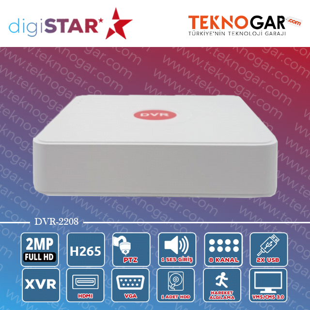 DIGISTAR DVR-2208 8CH 2MP XVR HYBRID