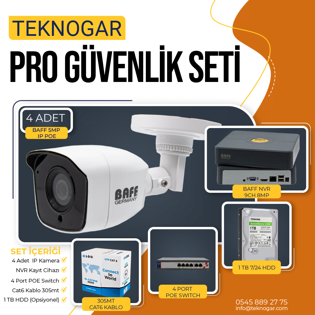 TEKNOGAR 5MP IP PRO GÜVENLİK SETİ